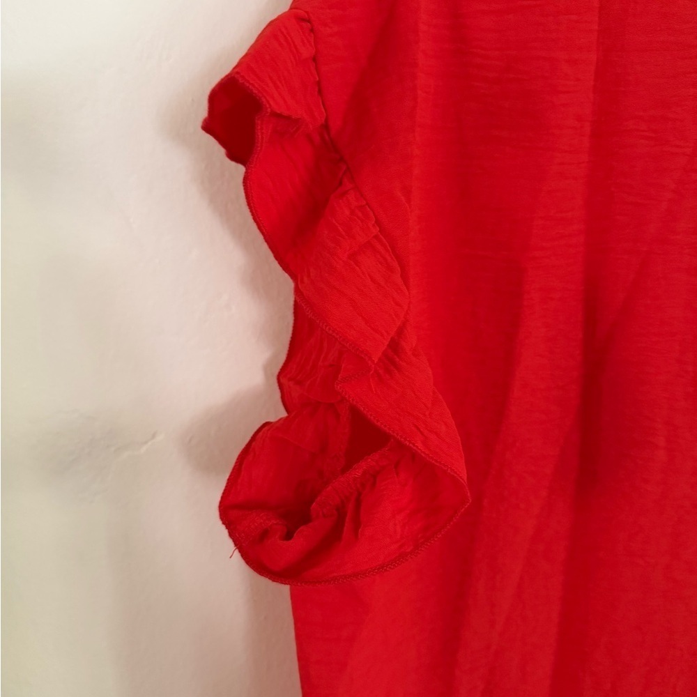 Scarlet Ruffle Sleeve Button-Down Shirt, Size Large - Picture 5 of 5